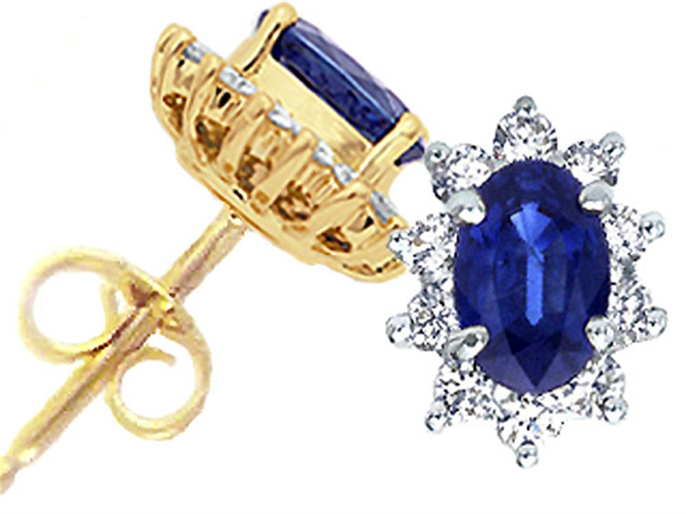 Tommaso Design™ Oval 6x4mm Genuine Sapphire Earrings