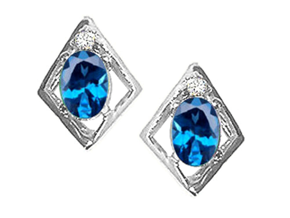 Tommaso Design™ Oval 6x4mm Genuine Blue Topaz Earrings