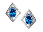 Tommaso Design™ Oval 6x4mm Genuine Blue Topaz Earrings