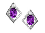Tommaso Design™ Oval 6x4mm Genuine Amethyst Earrings