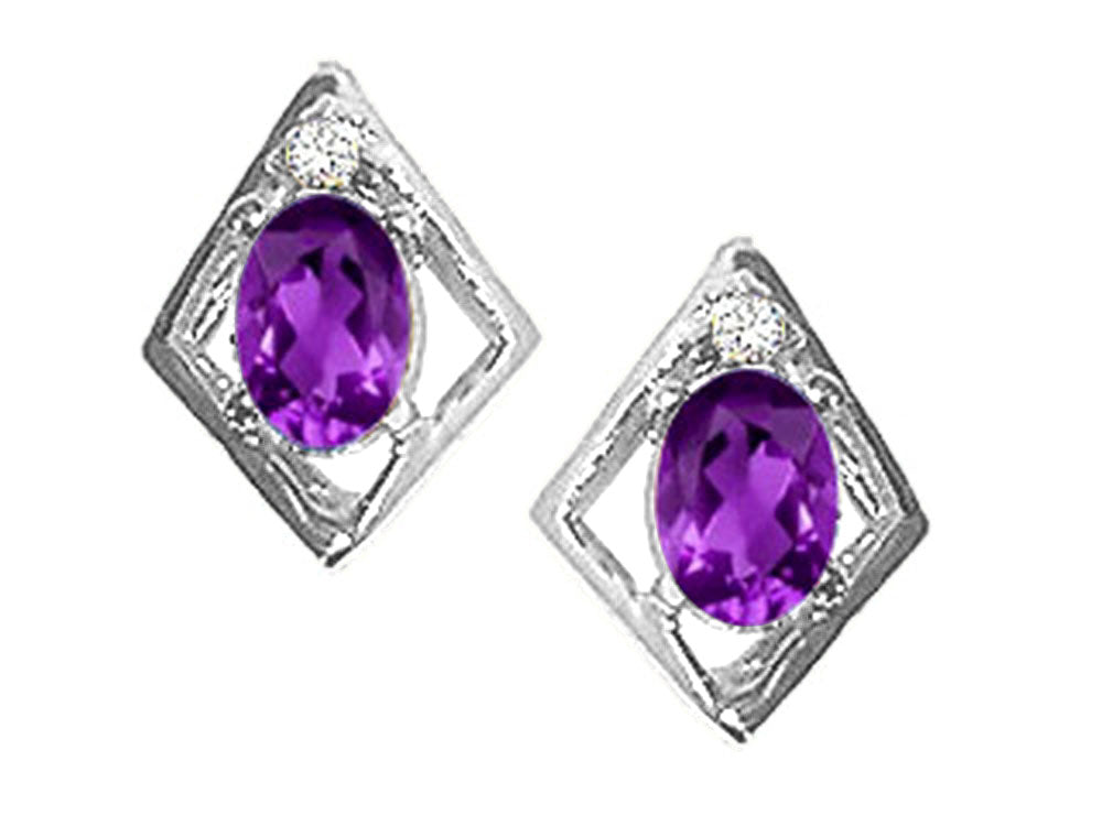 Tommaso Design™ Oval 6x4mm Genuine Amethyst Earrings