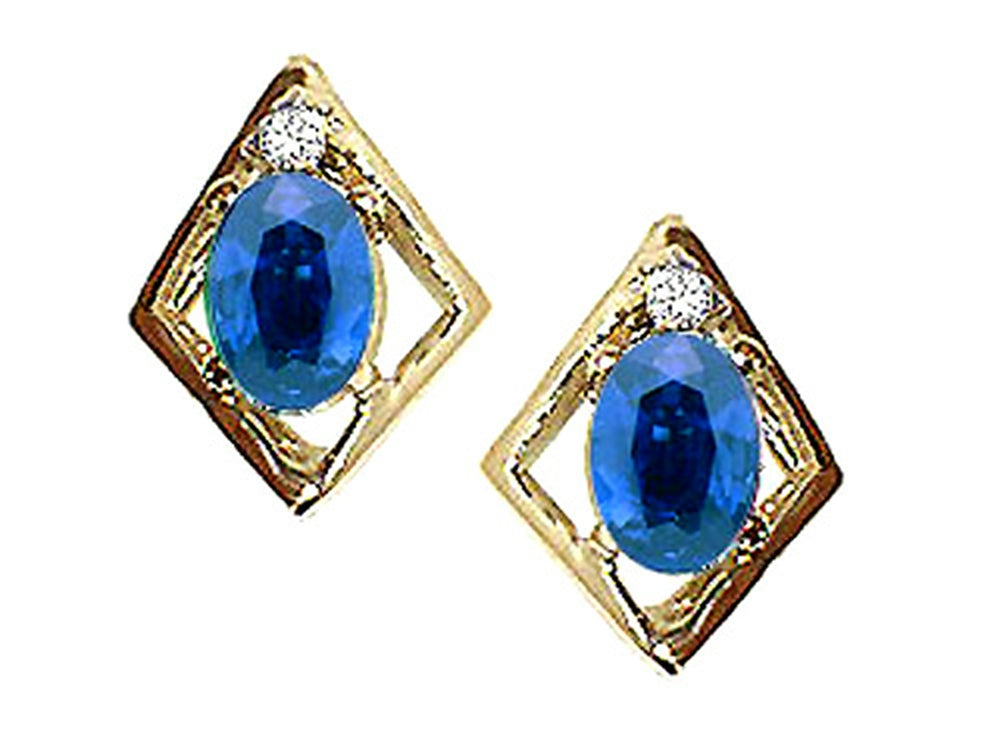 Tommaso Design™ Oval 6x4mm Genuine Sapphire Earrings