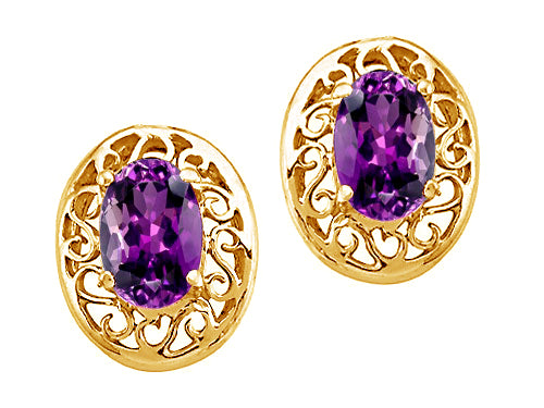 Tommaso Design™ Oval 6x4mm Genuine Amethyst Earrings