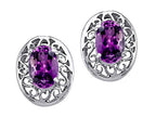 Tommaso Design™ Oval 6x4mm Genuine Amethyst Earrings