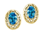 Tommaso Design™ Oval 6x4mm Genuine Blue Topaz Earrings