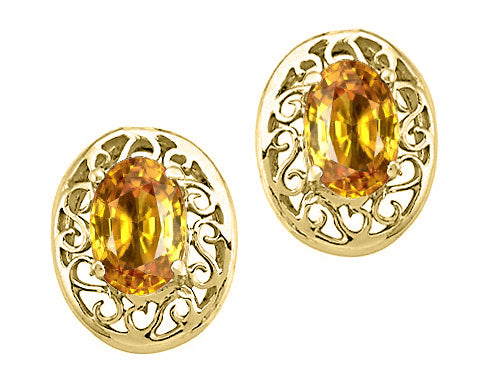 Tommaso Design™ Oval 6x4mm Genuine Citrine Earrings