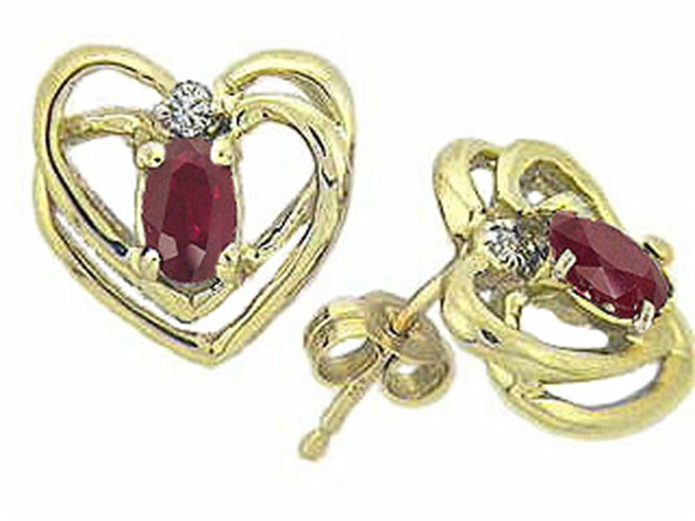 Tommaso Design™ Genuine Ruby and Diamond Heart Earrings