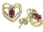Tommaso Design™ Genuine Ruby and Diamond Heart Earrings
