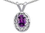 Tommaso Design™ Genuine Amethyst Oval 6x4mm Pendant Necklace