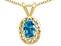 Tommaso Design™ Genuine Blue Topaz Oval 6x4mm Pendant Necklace
