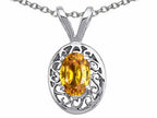 Tommaso Design™ Genuine Citrine Oval 6x4mm Pendant Necklace