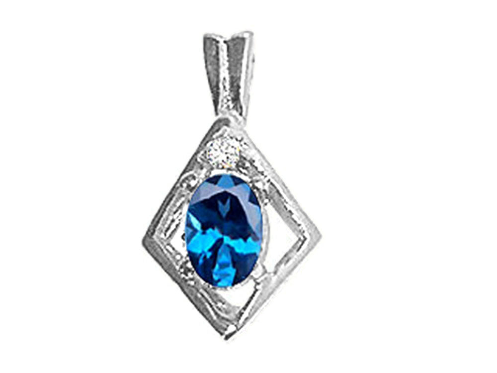Tommaso Design™ Oval 6x4mm Genuine Blue Topaz Pendant Necklace