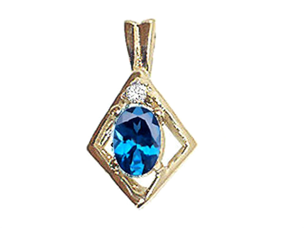 Tommaso Design™ Oval 6x4mm Genuine Blue Topaz Pendant Necklace