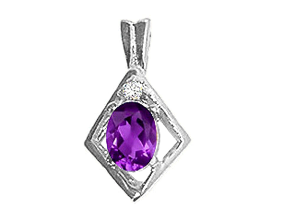 Tommaso Design™ Oval 6x4mm Genuine Amethyst Pendant Necklace