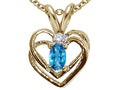 Tommaso Design™ Oval 5x3mm Genuine Blue Topaz Heart Pendant Necklace