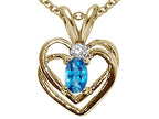 Tommaso Design™ Oval 5x3mm Genuine Blue Topaz Heart Pendant Necklace