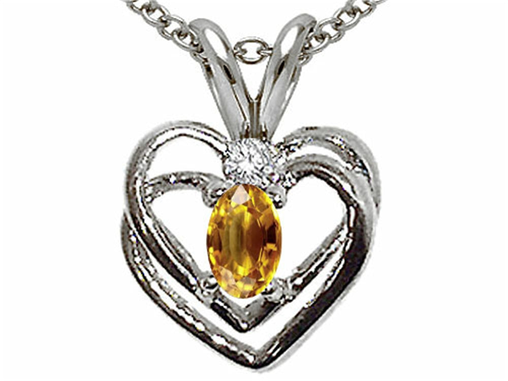 Tommaso Design™ Oval 5x3mm Genuine Citrine Heart Pendant Necklace