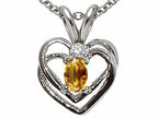 Tommaso Design™ Oval 5x3mm Genuine Citrine Heart Pendant Necklace