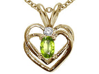 Tommaso Design™ Oval 5x3mm Genuine Peridot Heart Pendant Necklace