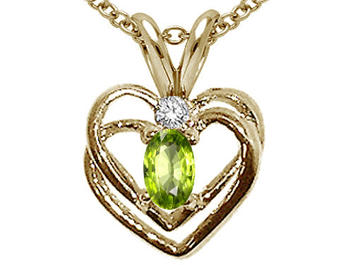 Tommaso Design™ Oval 5x3mm Genuine Peridot Heart Pendant Necklace