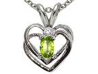 Tommaso Design™ Oval 5x3mm Genuine Peridot Heart Pendant Necklace