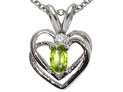 Tommaso Design™ Oval 5x3mm Genuine Peridot Heart Pendant Necklace