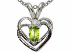 Tommaso Design™ Oval 5x3mm Genuine Peridot Heart Pendant Necklace