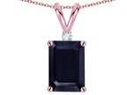 Star K ™ Classic Octagon Emerald Cut 8x6mm Genuine Black Sapphire Pendant Necklace