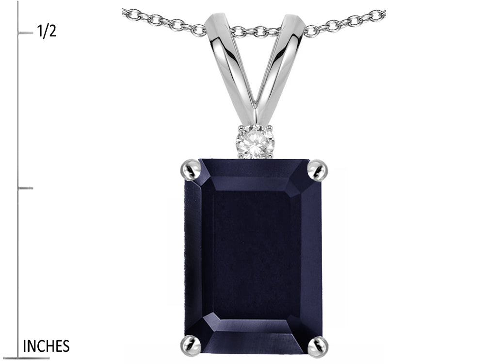 Star K ™ Classic Octagon Emerald Cut 8x6mm Genuine Black Sapphire Pendant Necklace