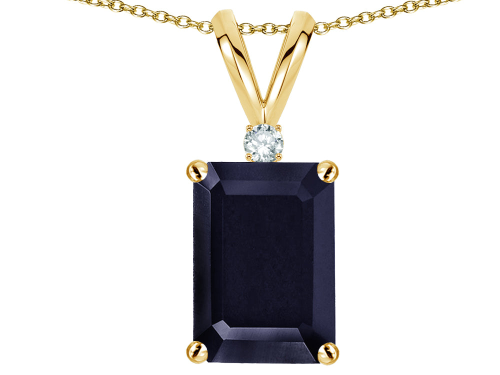 Star K ™ Classic Octagon Emerald Cut 8x6mm Genuine Black Sapphire Pendant Necklace