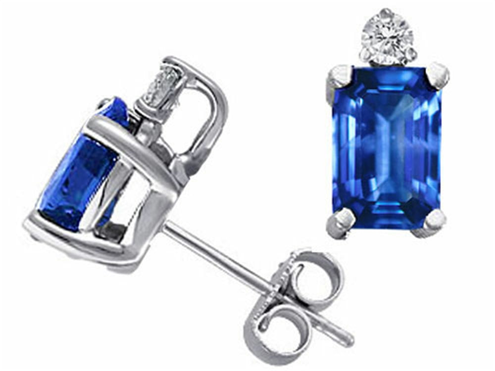 Tommaso Design™ Emerald Cut 6x4mm Genuine Sapphire Earrings