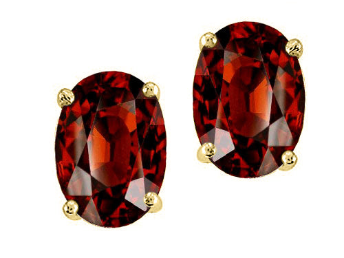 Tommaso Design™ Oval 7x5mm Genuine Garnet Earrings Studs