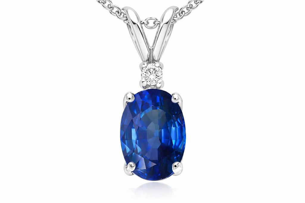 Tommaso Design™ Genuine Sapphire Oval 6x4 Pendant Necklace