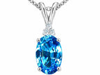 Tommaso Design™ Oval 10x8 Genuine Blue Topaz Pendant Necklace