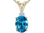 Star K Oval 10x8 Genuine Blue Topaz Pendant Necklace