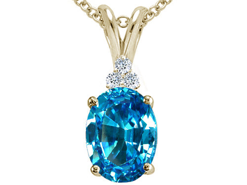 Star K Oval 10x8 Genuine Blue Topaz Pendant Necklace