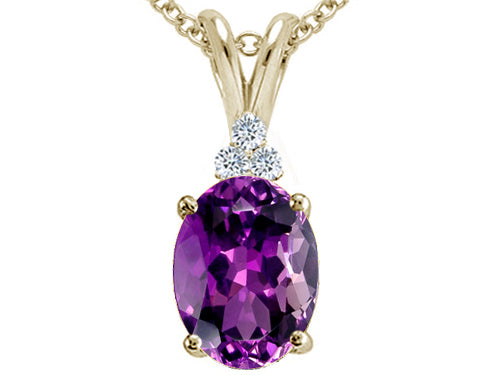 Tommaso Design™ Oval 10x8 Genuine Amethyst Pendant Necklace
