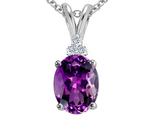 Tommaso Design™ Oval 10x8 Genuine Amethyst Pendant Necklace