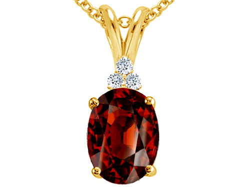 Tommaso Design™ Oval 10x8mm Genuine Garnet Pendant Necklace