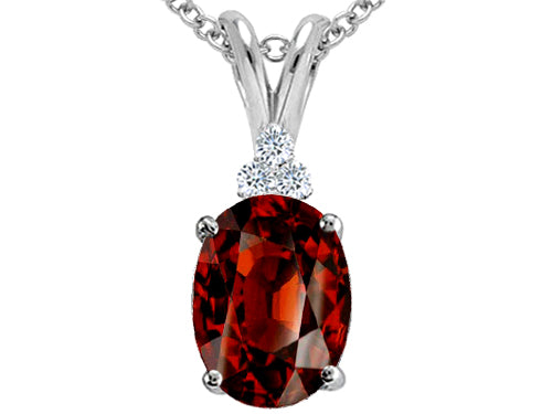 Tommaso Design™ Oval 10x8mm Genuine Garnet Pendant Necklace