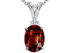 Tommaso Design™ Oval 10x8mm Genuine Garnet Pendant Necklace