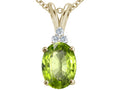 Tommaso Design™ Oval 10x8mm Genuine Peridot Pendant Necklace