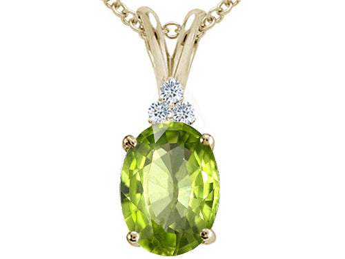 Tommaso Design™ Oval 10x8mm Genuine Peridot Pendant Necklace