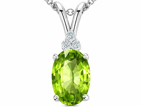 Tommaso Design™ Oval 10x8mm Genuine Peridot Pendant Necklace