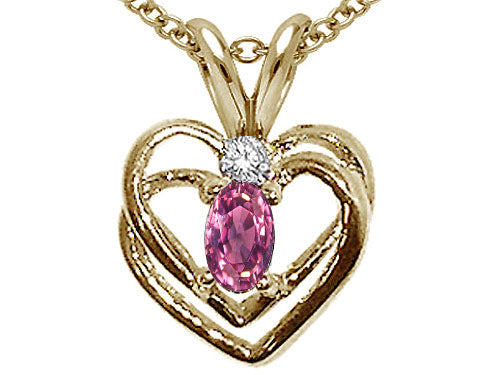 Tommaso Design™ Genuine Pink Tourmaline Heart Pendant Necklace