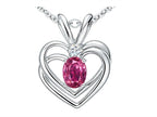Star K Genuine Pink Tourmaline Heart Pendant Necklace