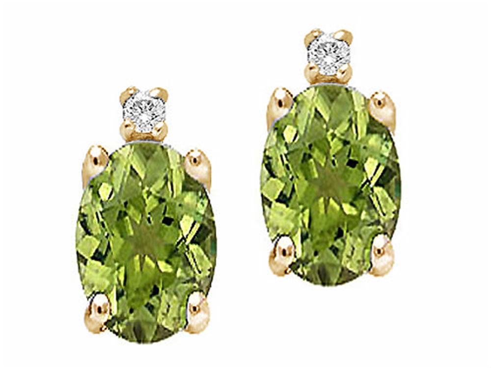 Tommaso Design™ Oval 8x6 mm Genuine Peridot Earrings
