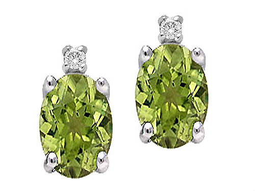 Tommaso Design™ Oval 8x6 mm Genuine Peridot Earrings