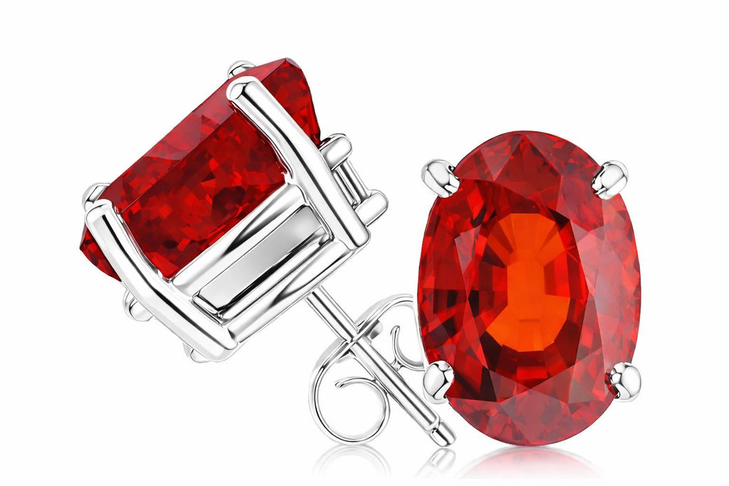 Star K Oval 9x7 mm Genuine Garnet Earrings