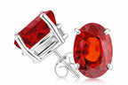Star K Oval 9x7 mm Genuine Garnet Earrings